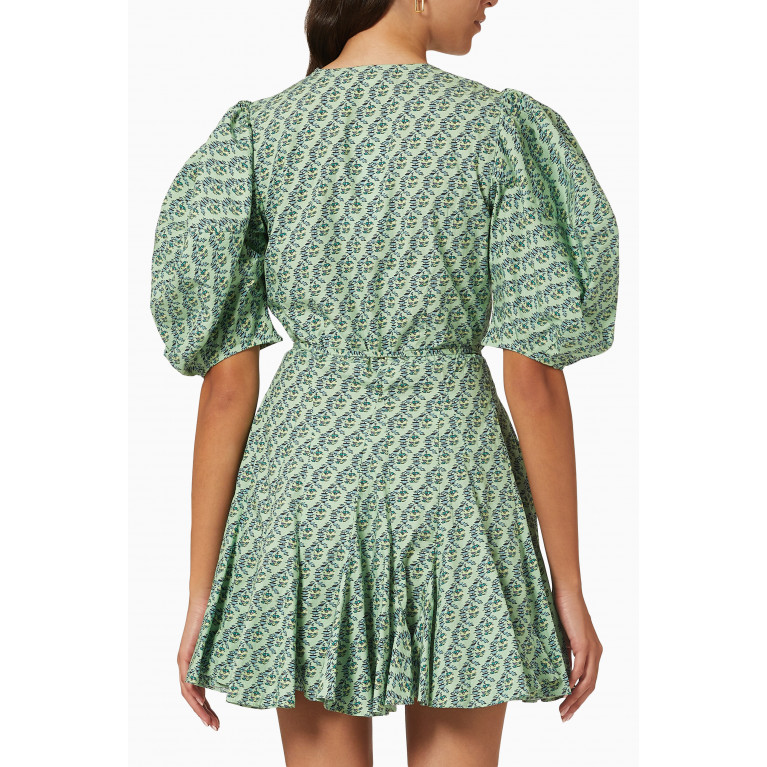 RHODE - Claudine Wrap Mini Dress in Cotton Poplin
