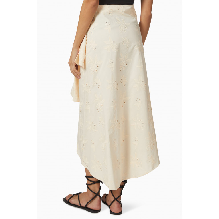 Juan De Dios - Choco Eyelet Midi Skirt in Cotton