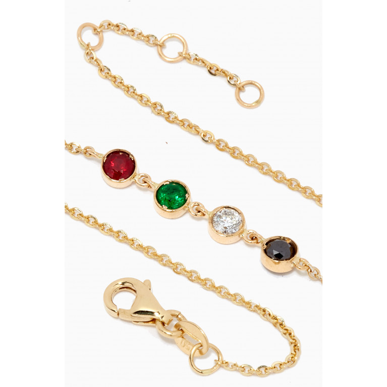 The Golden Collection - UAE Ruby Tsavorite Diamond Bracelet in 18kt Yellow Gold