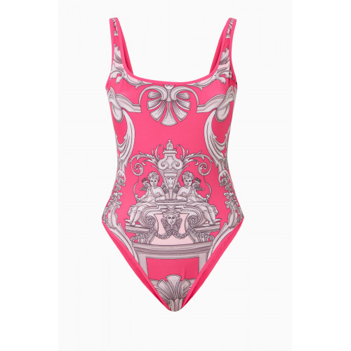 Versace - Silver Baroque Reversible One-piece Swimsuit in Recycled Nylon