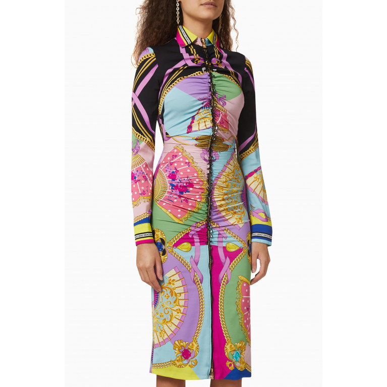 Versace - I Ventagli Midi Shirt Dress in Silk