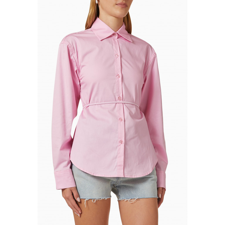 Elleme - Open-back Lace-up Shirt in Cotton Poplin Pink