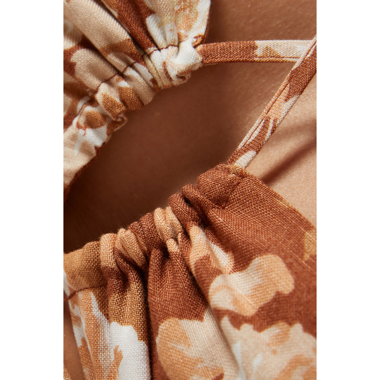 Shona Joy - Capucine Lace-up Mini Dress in Linen-blend