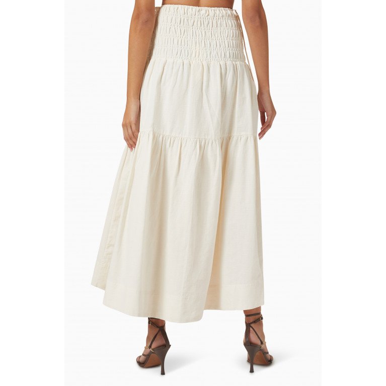 Shona Joy - Brigitte Shirred Maxi Skirt in Linen-blend