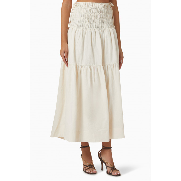 Shona Joy - Brigitte Shirred Maxi Skirt in Linen-blend