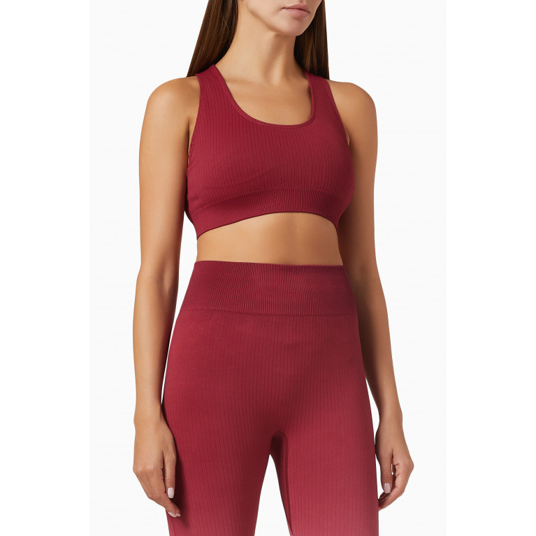 The Upside - Anna Seamless Sports Bra in Ribbed Cotton-blend Red