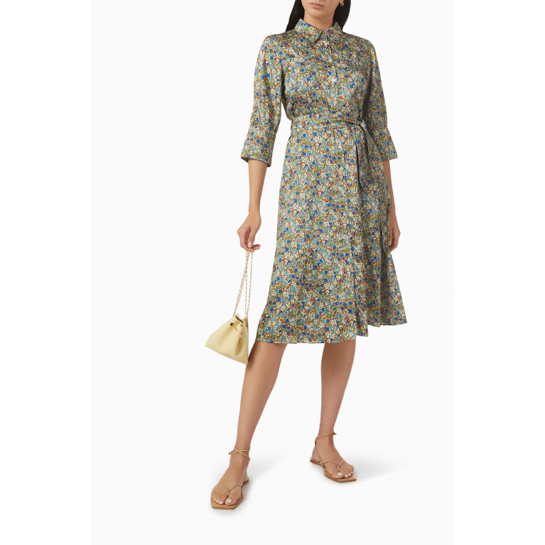 Marella - Patterned Midi Dress in Viscose Brown