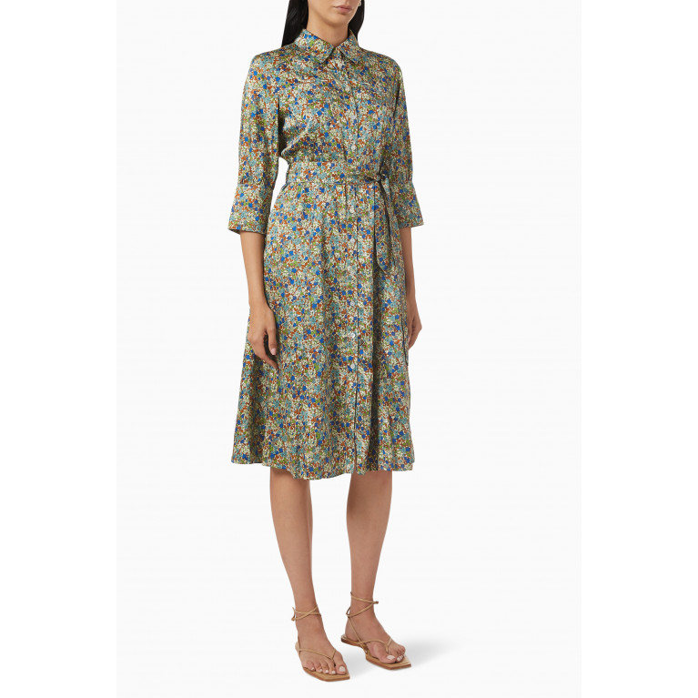 Marella - Patterned Midi Dress in Viscose Brown