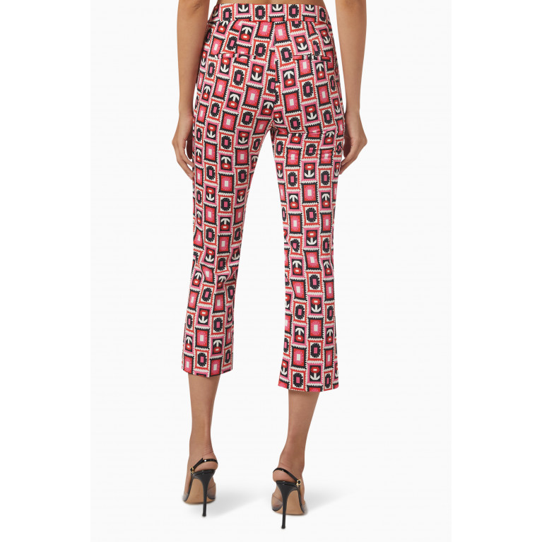 Marella - Straight-fit Patterned Pants in Satin Red