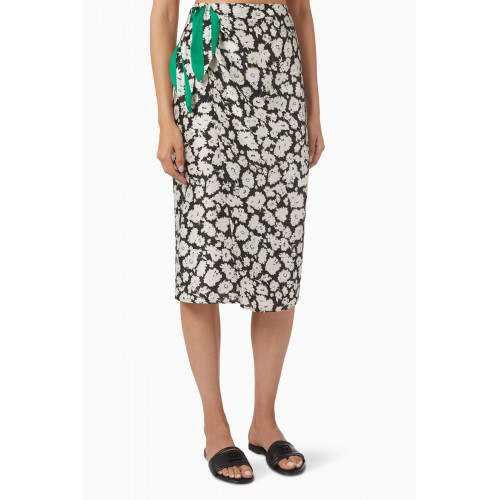 Marella - Floral Midi Skirt in Satin