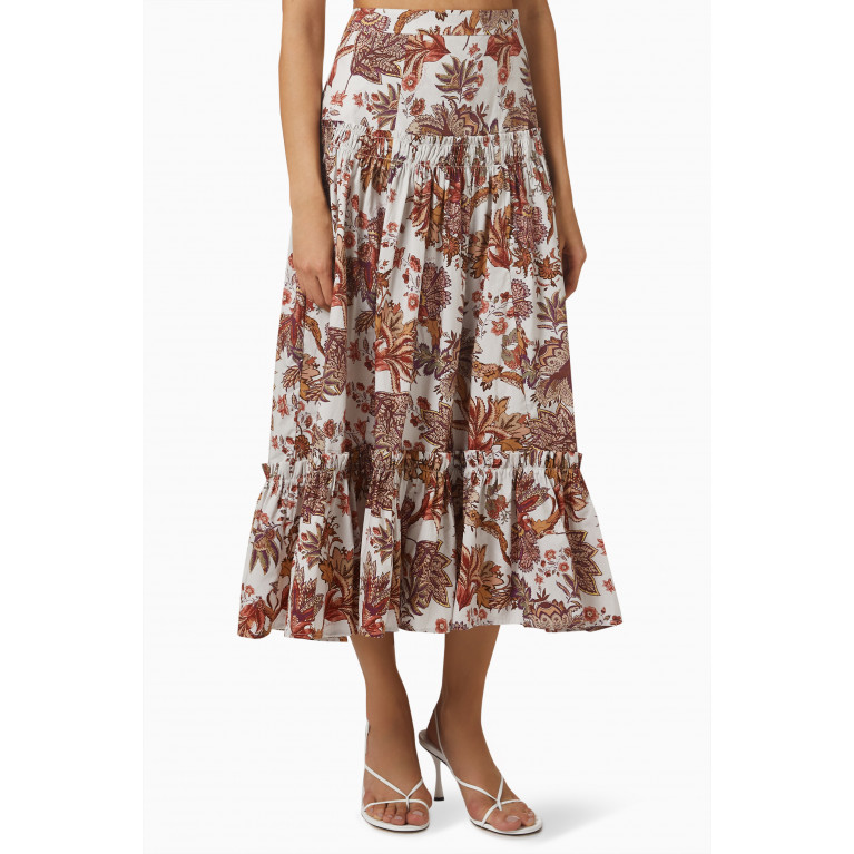 Cara Cara - Tisbury Midi Skirt in Cotton-poplin Neutral