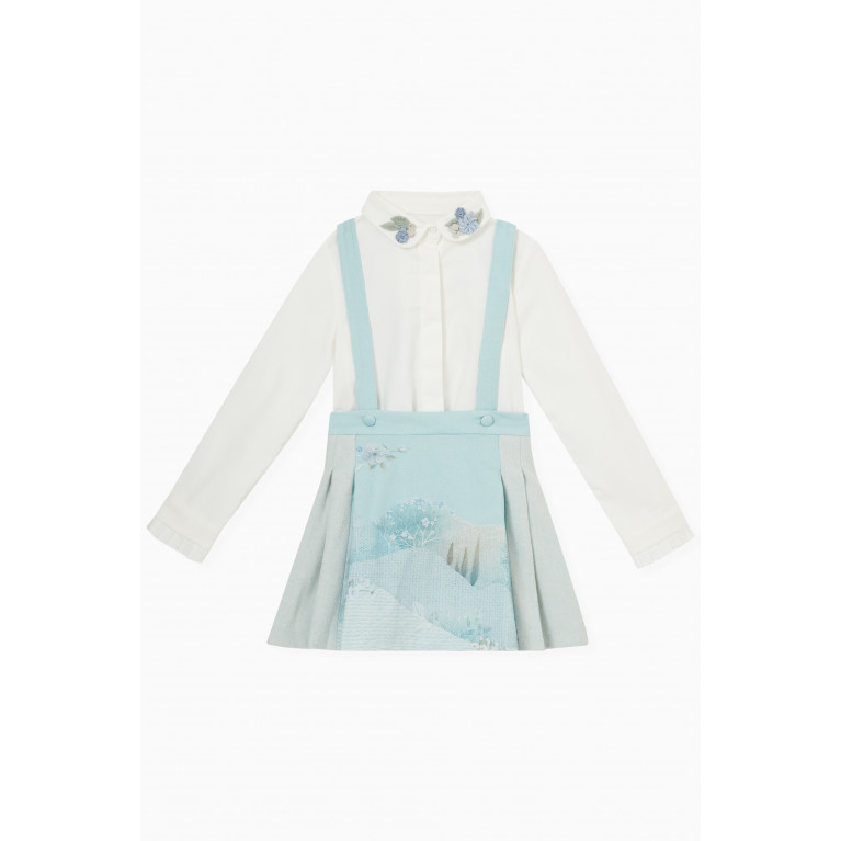 Lapin House - Floral Blouse & Suspenders Set in Cotton