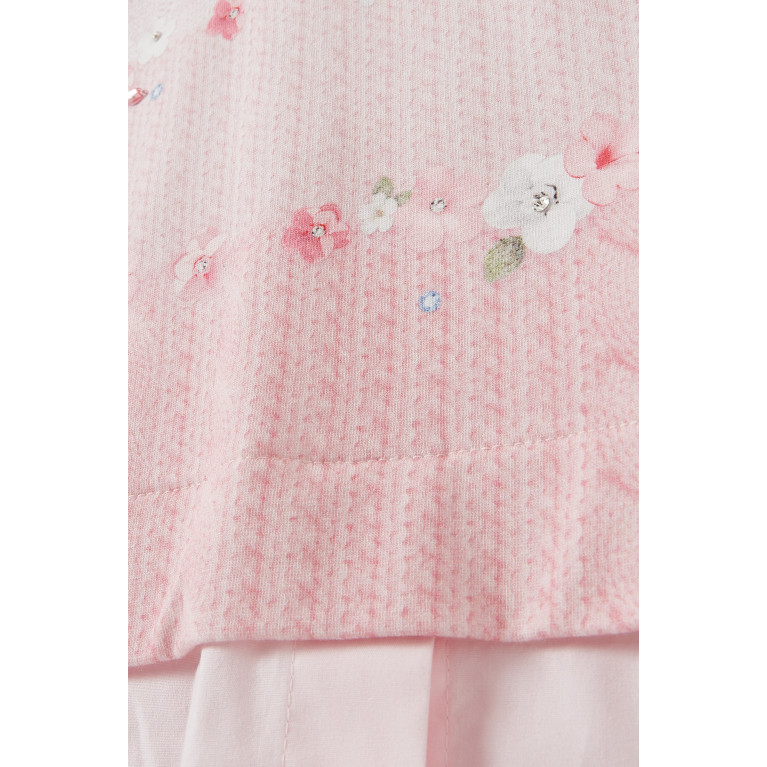 Lapin House - Floral Hooded Sweatshirt & Leggings Set in Cotton