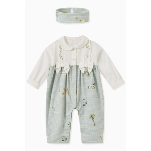 Lapin House - Floral Bodysuit & Headband Set in Cotton