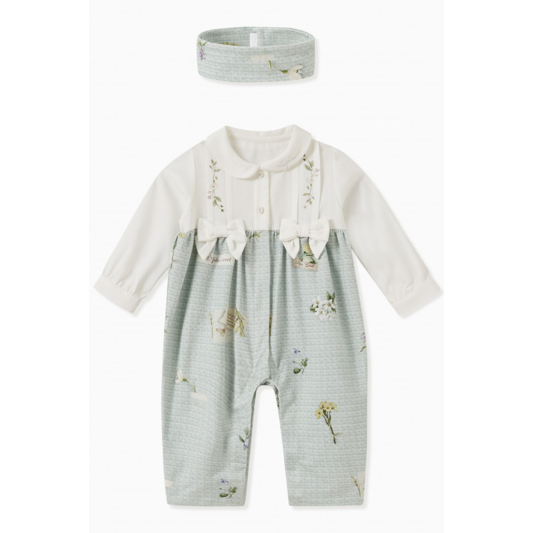 Lapin House - Floral Bodysuit & Headband Set in Cotton