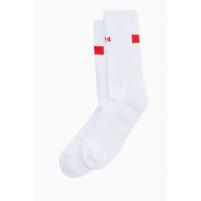 424 - Logo Crew Socks in Cotton White