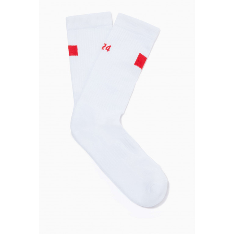 424 - Logo Crew Socks in Cotton White