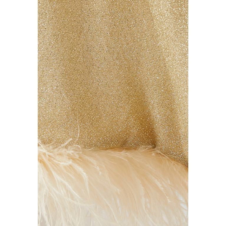 Oséree - Lumiere Plumage Pants in Stretch Lurex Gold