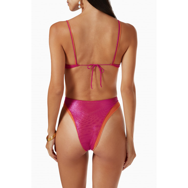 Oséree - Double 90s Bikini Set in Metallic Lamé Pink