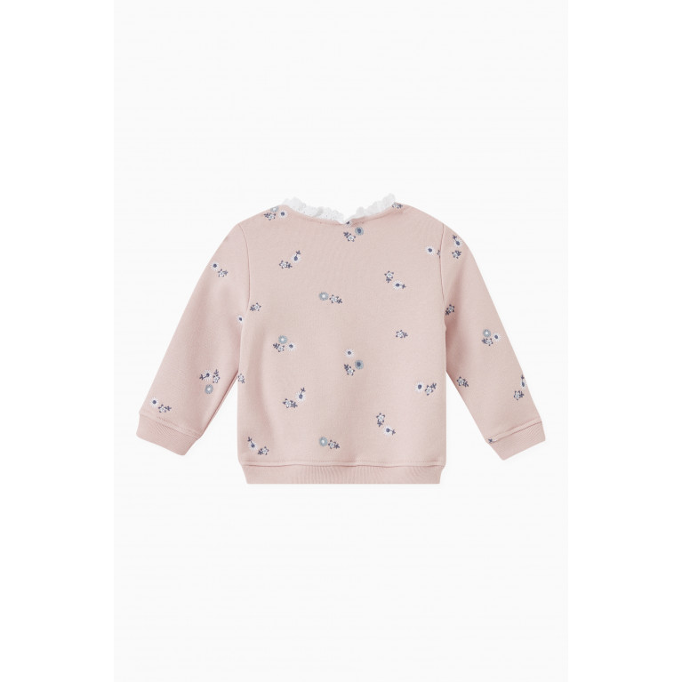 Tartine et Chocolat - Floral-embroidered Sweatshirt in Cotton-fleece