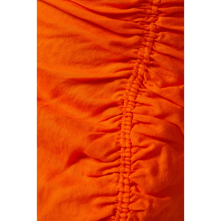 Rumer - Enigma Ruched Maxi Skirt in Linen Orange
