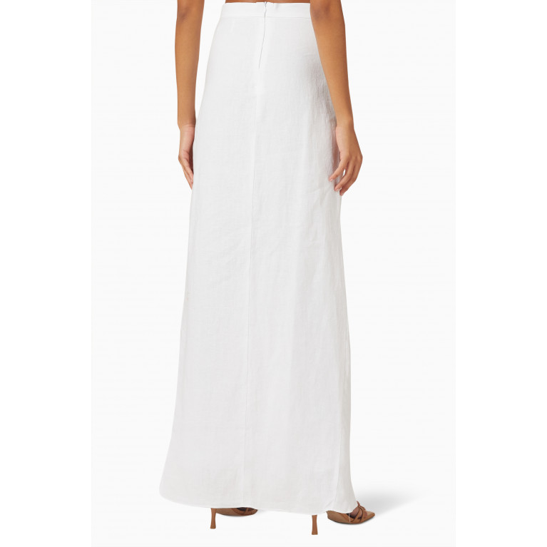 Rumer - Enigma Ruched Maxi Skirt in Linen White