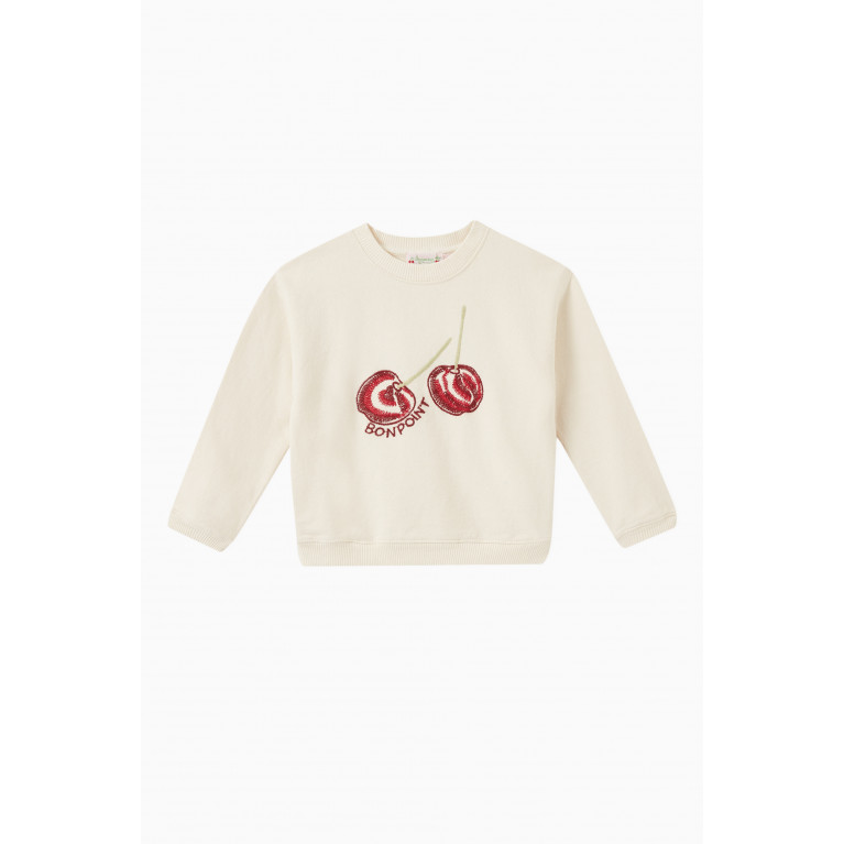 Bonpoint - Cherry Logo Sweatshirt in Organic Cotton