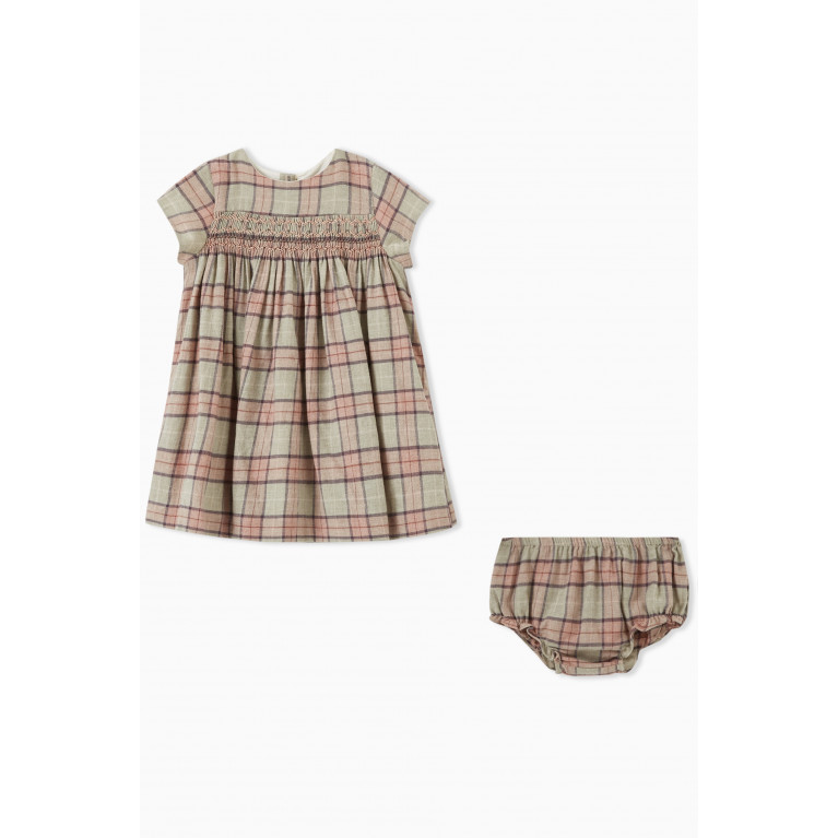 Bonpoint - Checkered Dress in Cotton & Wool