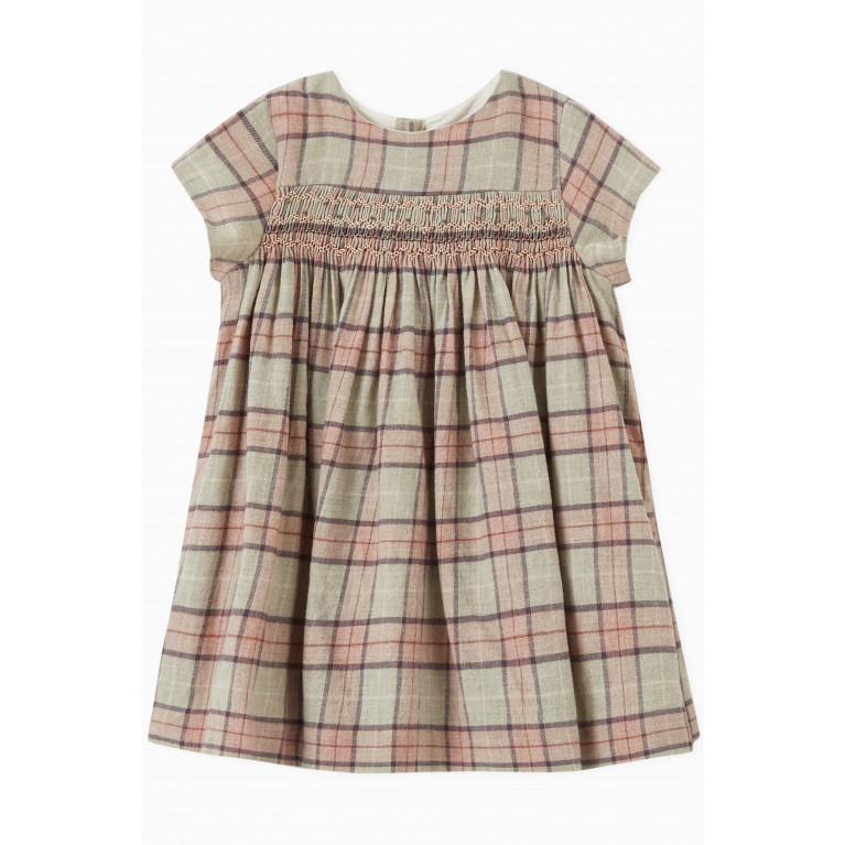 Bonpoint - Checkered Dress in Cotton & Wool