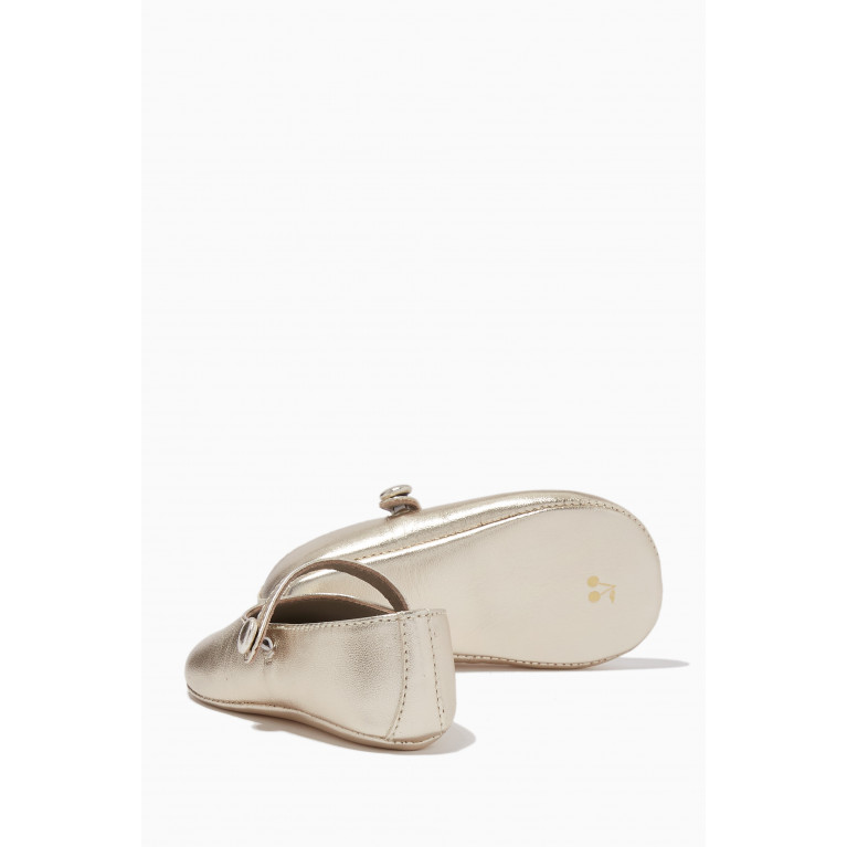 Bonpoint - Plume Mary Jane Ballerina Shoes in Metallic Leather