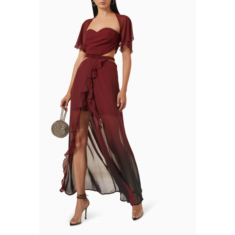 NASS - Ombre Cut-out Dress Burgundy