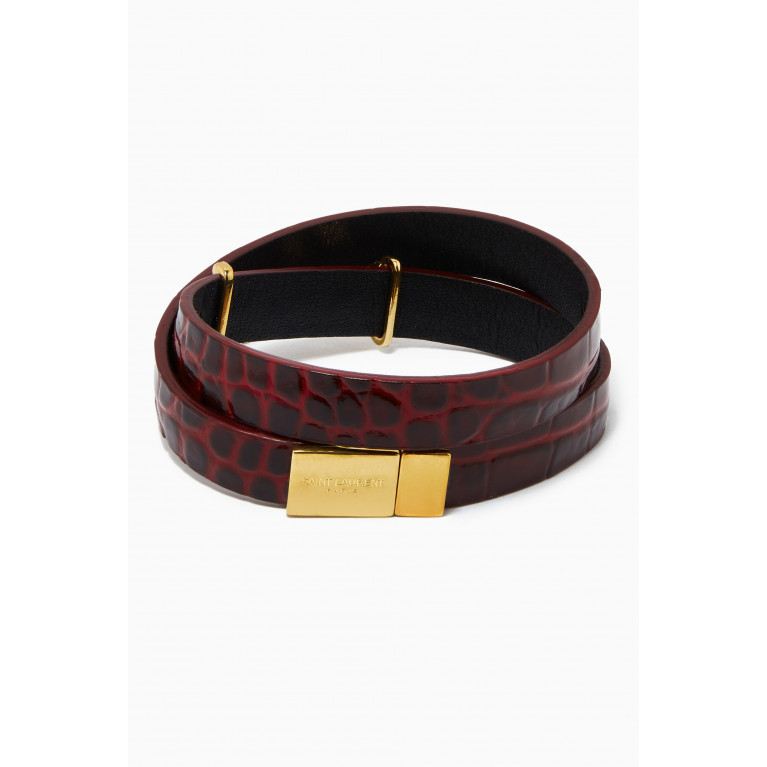 Saint Laurent - Opyum Double Wrap Bracelet in Crocodile-embossed Leather