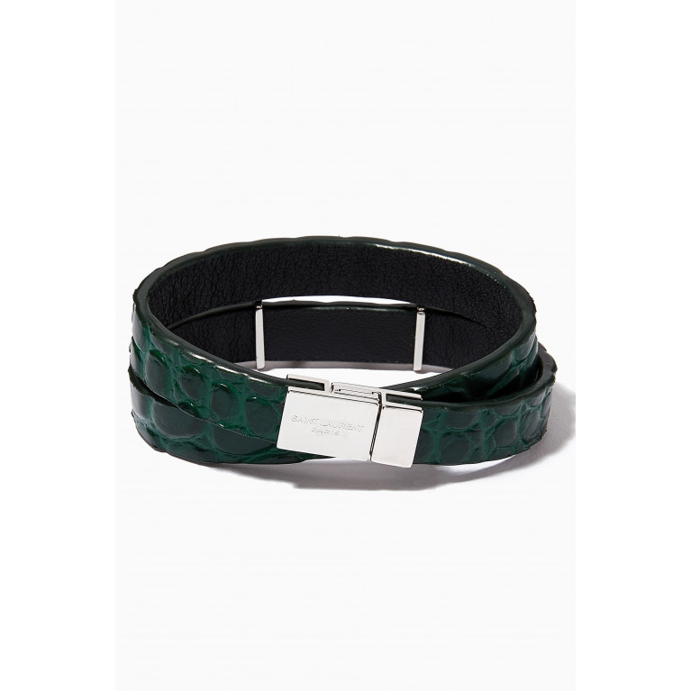 Saint Laurent - Opyum Double-wrap Bracelet in Croc-embossed Leather