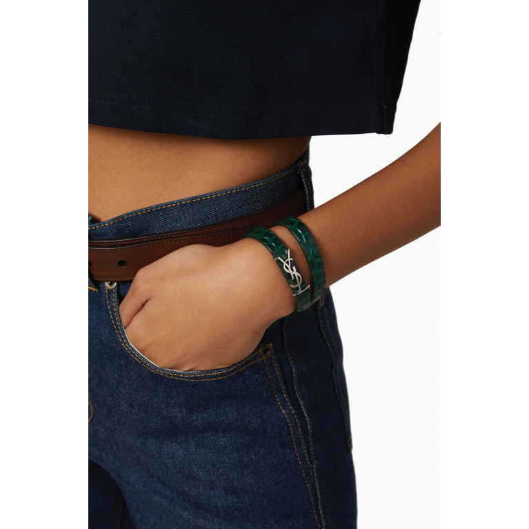Saint Laurent - Opyum Double-wrap Bracelet in Croc-embossed Leather