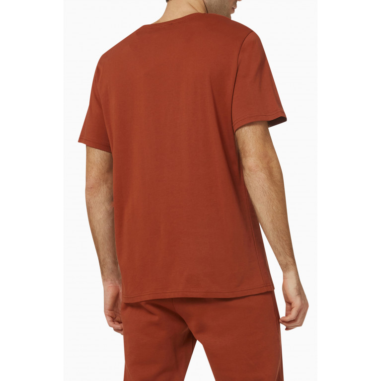Les Deux - Logo T-shirt in Cotton Jersey Orange