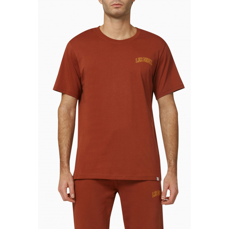 Les Deux - Logo T-shirt in Cotton Jersey Orange