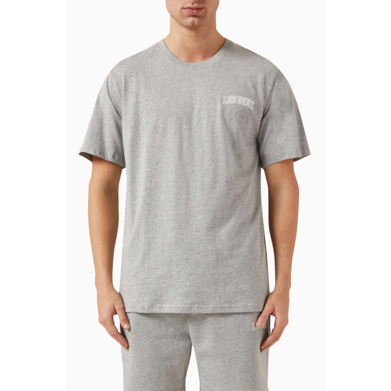 Les Deux - Blake Logo T-shirt in Cotton-jersey Grey