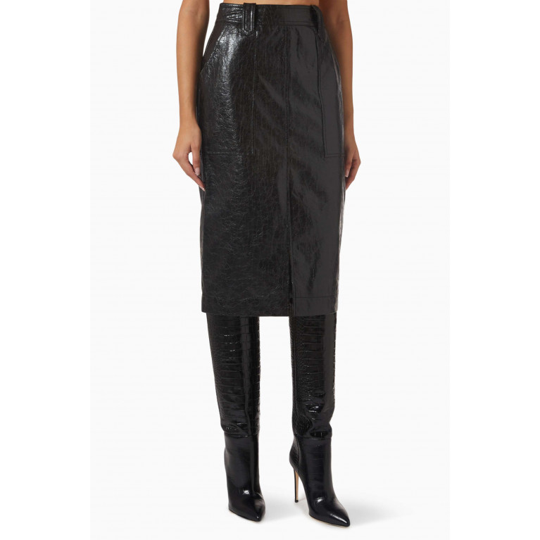 LVIR - Midi Skirt in Faux Leather