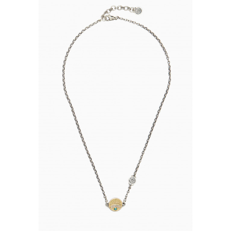 Azza Fahmy - The Eye Turquoise Diamond Necklace in 18kt Yellow Gold & Sterling Silver
