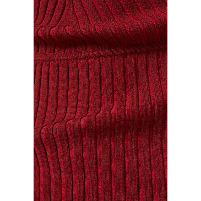 Good American - Ribbed Turtleneck Midi Dress in Viscose-blend Burgundy