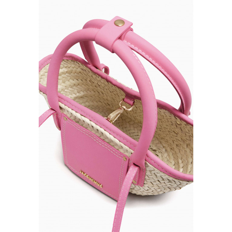 Jacquemus - Le Petit Panier Soli Mini Basket Bag in Straw & Suede Pink