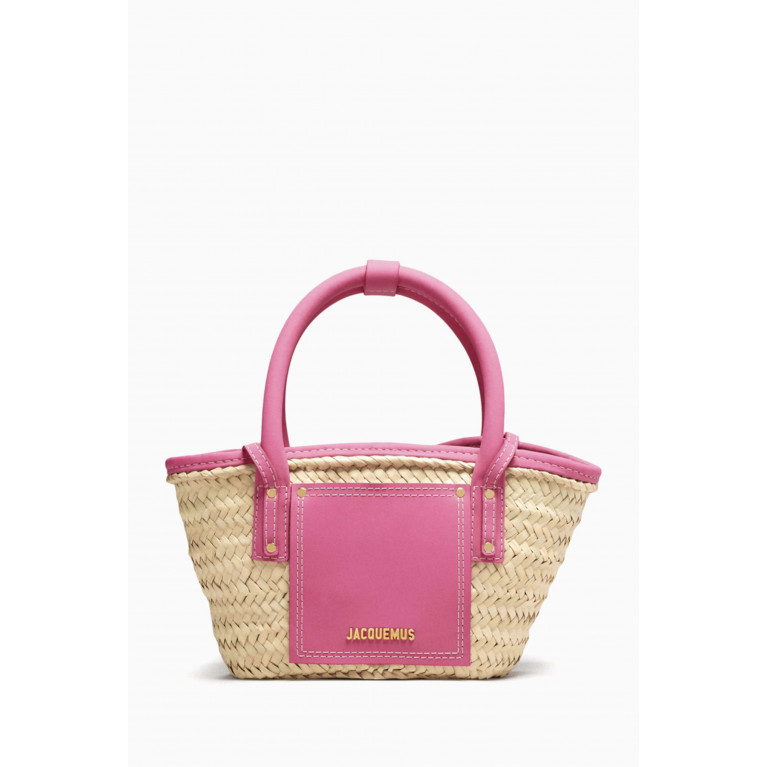 Jacquemus - Le Petit Panier Soli Mini Basket Bag in Straw & Suede Pink