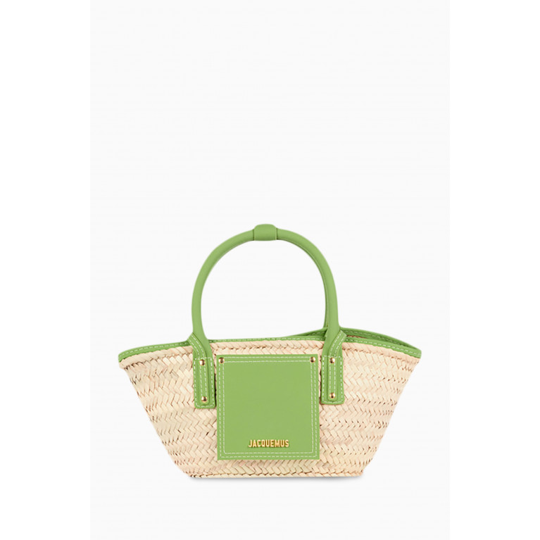 Jacquemus - Le Petit Panier Soli Mini Basket Bag in Straw & Suede Green