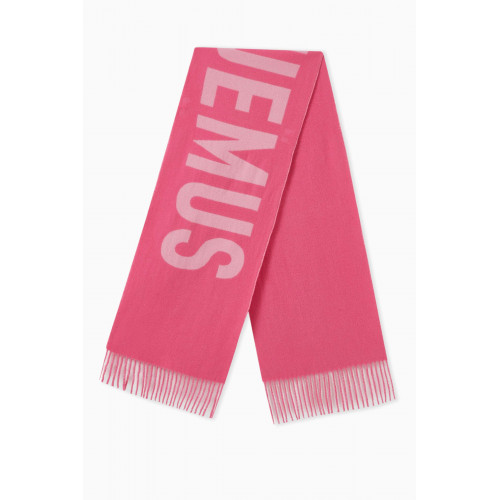 Jacquemus - L'écharpe Fringed Logo Scarf in Wool Pink