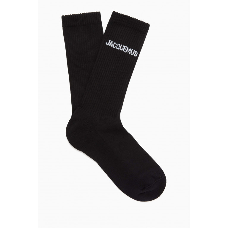 Jacquemus - Les Chaussettes Socks in Ribbed Organic-cotton Black