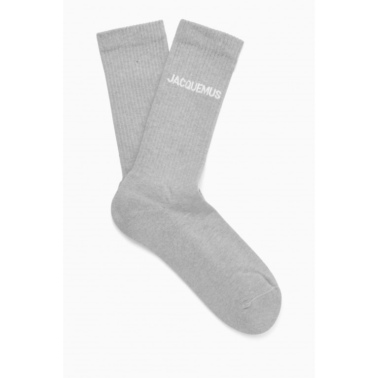 Jacquemus - Les Chaussettes Socks in Ribbed Organic-cotton Grey