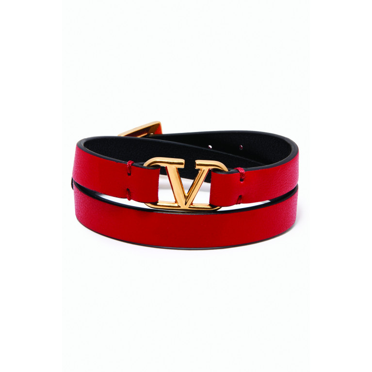 Valentino - Valentino Garavani VLOGO Signature Double-strap Bracelet in Glossy Leather