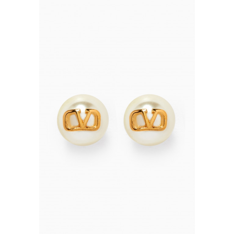 Valentino - Valentino Garavani VLogo Signature Pearl Earrings in Metal, 10mm