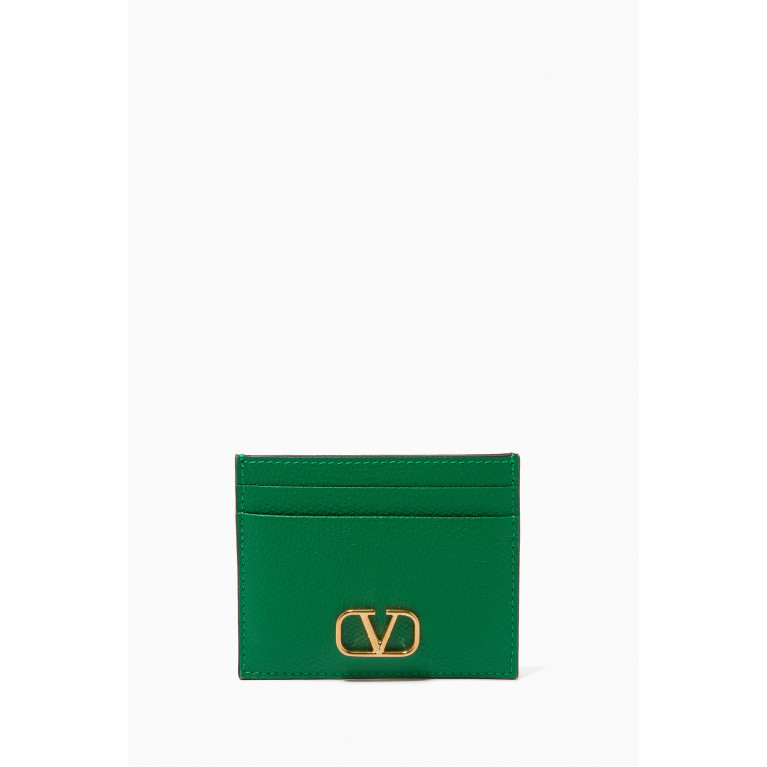 Valentino - Valentino Garavani VLOGO Signature Cardholder in Grainy Leather Green