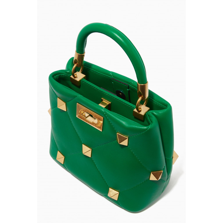 Valentino - Valentino Garavani Roman Stud Small Top Handle Bag in Nappa Leather Green